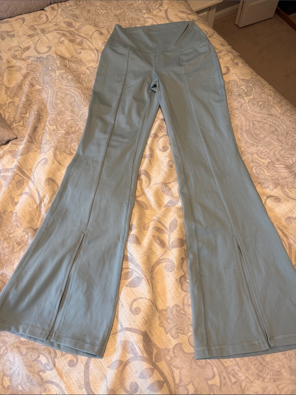 Yogalicious Sage Green Flare Leggings with Center Seams